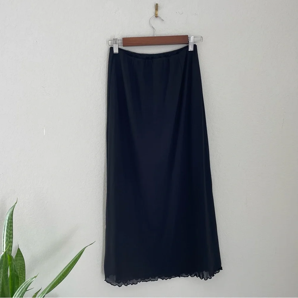 American Eagle Black Slip Skirt Mid Length Mesh Small